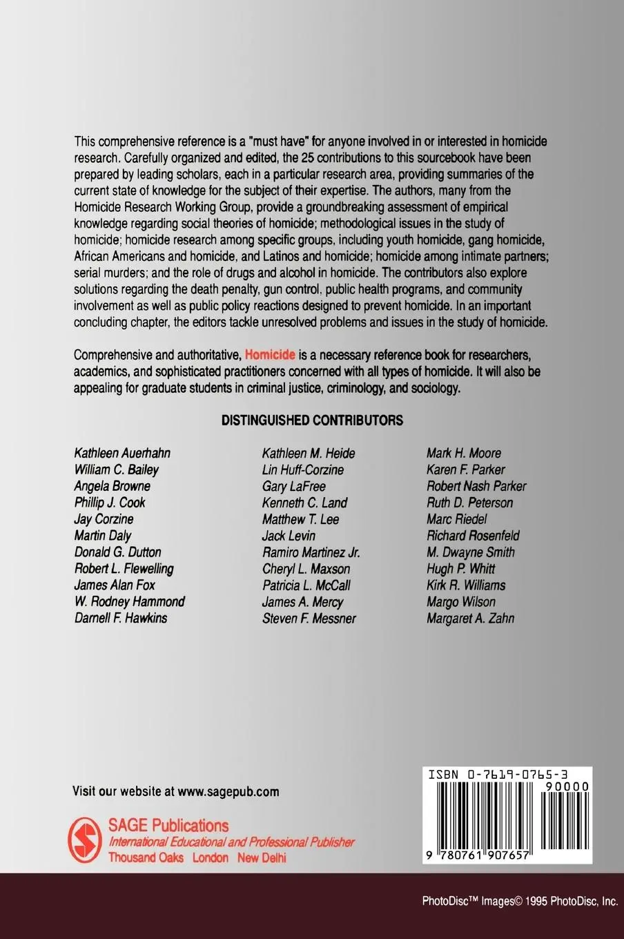 Rückseite: 9780761907657 | Homicide | A Sourcebook of Social Research | M. Dwayne Smith (u. a.)