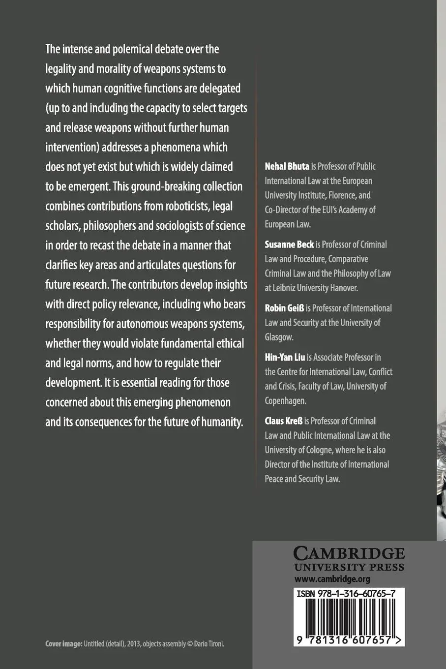 Rückseite: 9781316607657 | Autonomous Weapons Systems | Nehal Bhuta (u. a.) | Taschenbuch | 2017