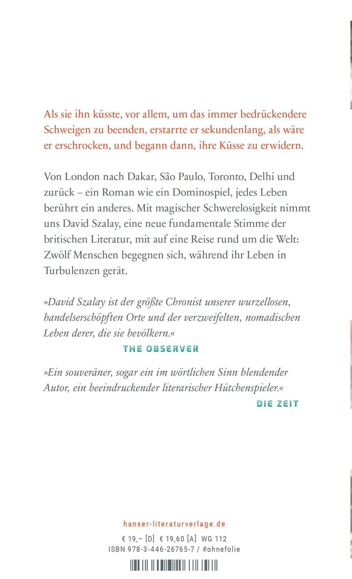 Bild: 9783446267657 | Turbulenzen | Roman | David Szalay | Buch | 136 S. | Deutsch | 2020