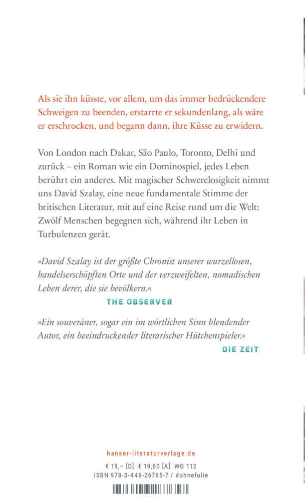 Bild: 9783446267657 | Turbulenzen | David Szalay | Buch | 136 S. | Deutsch | 2020 | Hanser
