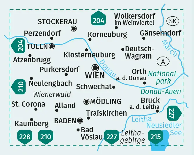 Rückseite: 9783991217657 | KOMPASS Wanderkarten-Set 205 Wien und Umgebung (2 Karten) 1:50.000