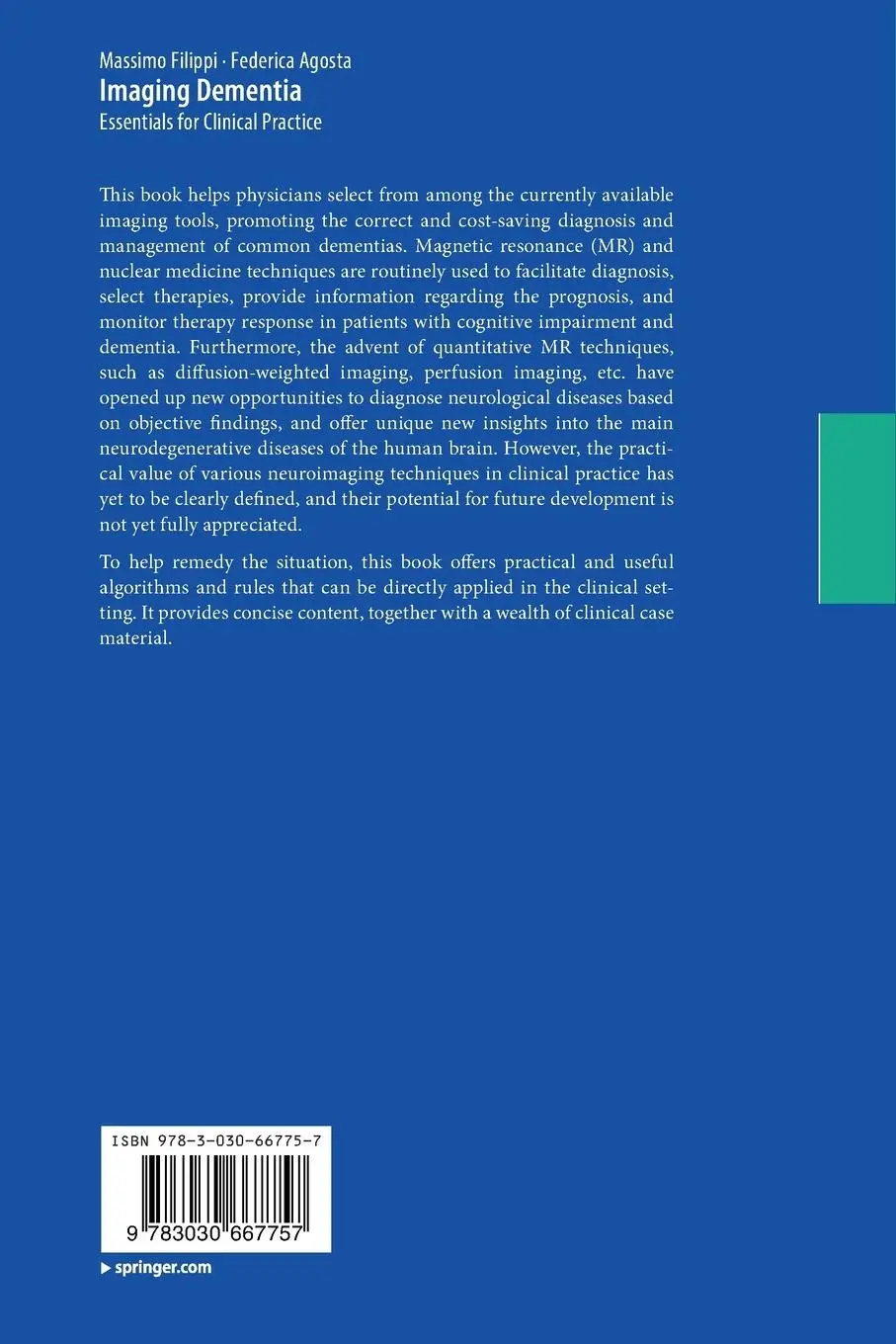 Rückseite: 9783030667757 | Imaging Dementia | Essentials for Clinical Practice | Agosta (u. a.)