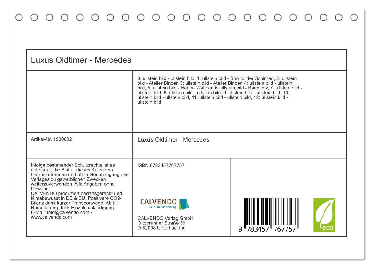 Bild: 9783457767757 | Luxus Oldtimer - Mercedes (Tischkalender 2026 DIN A5 quer),...