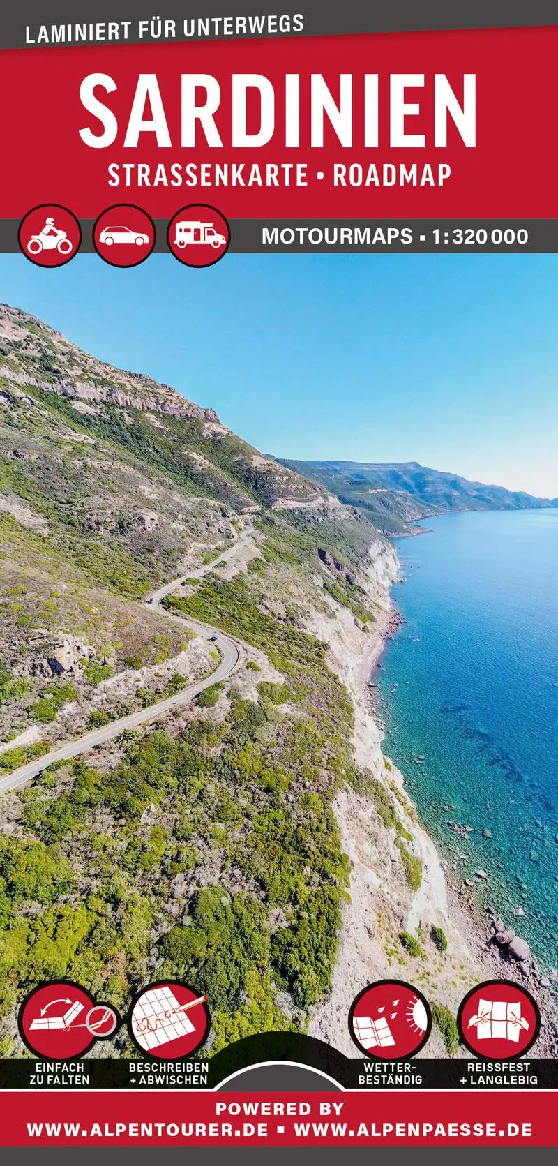 Cover: 9783939997757 | MoTourMaps Sardinien Auto- und Motorradkarte 1:330.000 | MoTourMedia