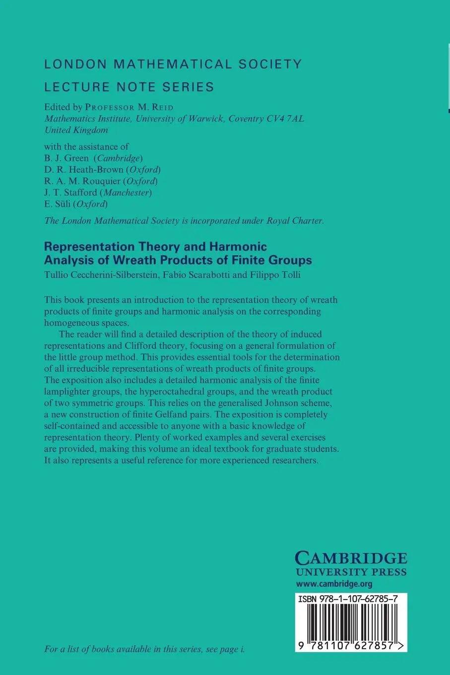 Rückseite: 9781107627857 | Representation Theory and Harmonic Analysis of Wreath Products of...