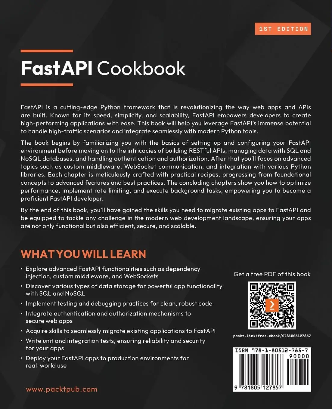 Rückseite: 9781805127857 | FastAPI Cookbook | Giunio de Luca | Taschenbuch | Englisch | 2024