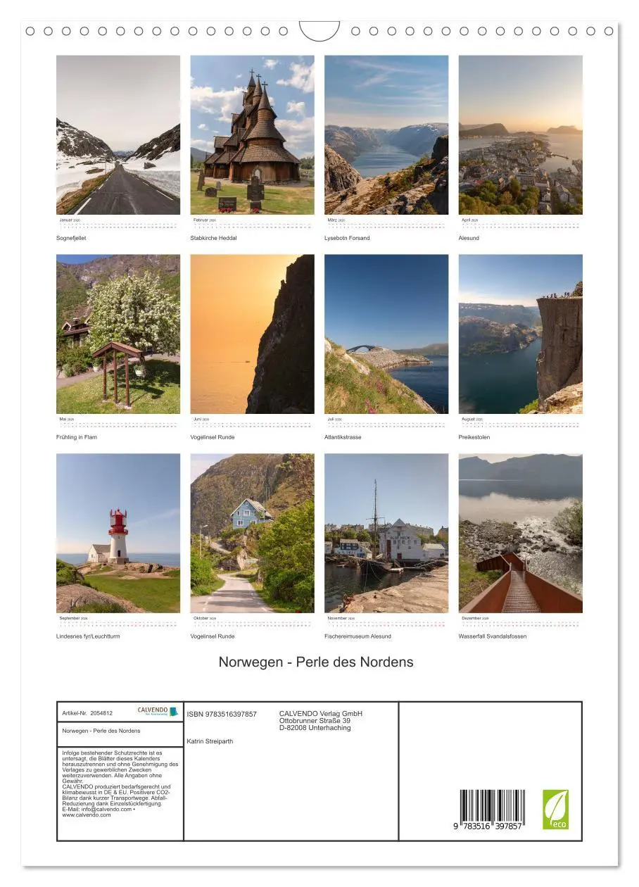 Bild: 9783516397857 | Norwegen - Perle des Nordens (Wandkalender 2026 DIN A3 hoch),...