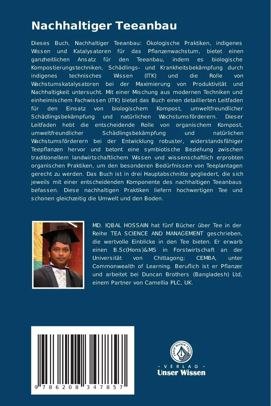 Rückseite: 9786208347857 | Nachhaltiger Teeanbau | Mb. Iqbal Hossain | Taschenbuch | 160 S.