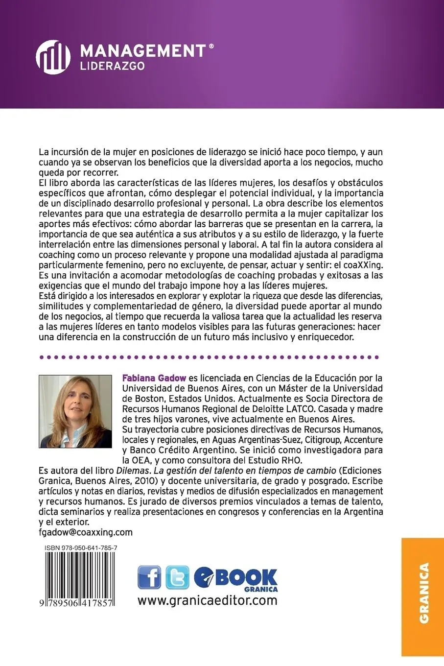 Rückseite: 9789506417857 | Desarrollo y Coaching de Mujeres Lideres | Fabiana Gadow | Taschenbuch