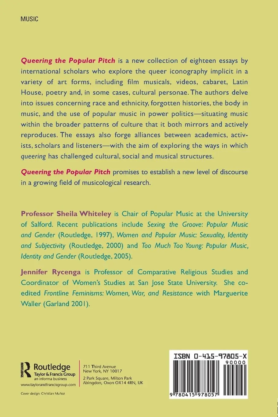 Rückseite: 9780415978057 | Queering the Popular Pitch | Sheila Whiteley (u. a.) | Taschenbuch