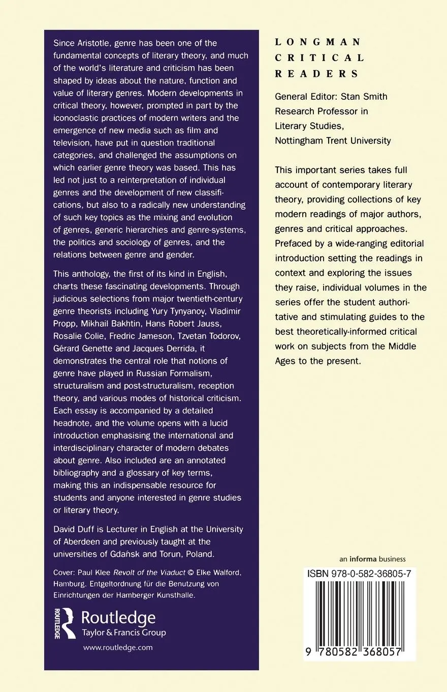 Rückseite: 9780582368057 | Modern Genre Theory | David Duff | Taschenbuch | Englisch | 1999