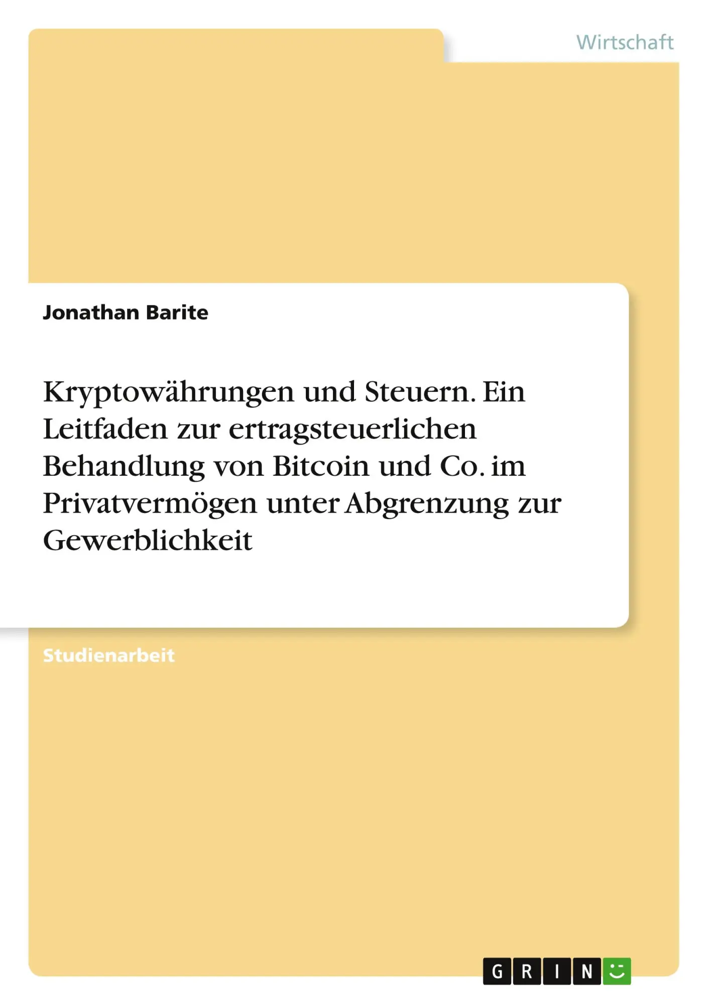 Cover: 9783346998057 | Kryptowährungen und Steuern. Ein Leitfaden zur ertragsteuerlichen...