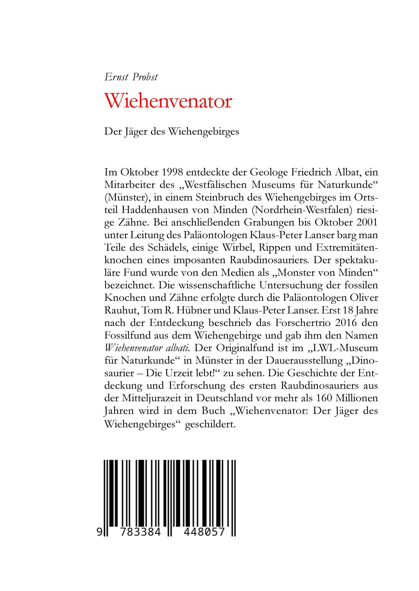 Rückseite: 9783384448057 | Wiehenvenator | Der Jäger des Wiehengebirges | Ernst Probst | Buch