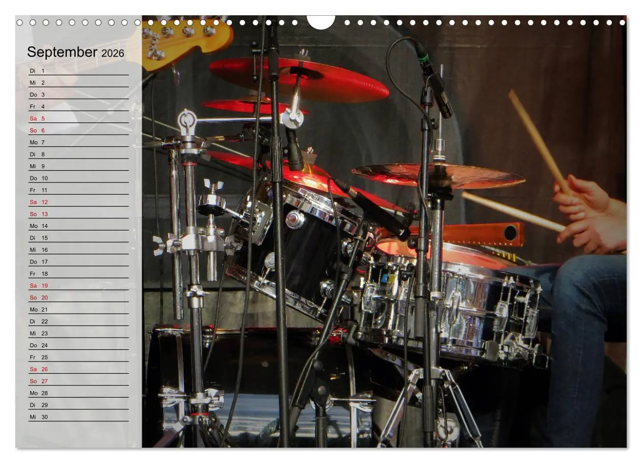 Bild: 9783457878057 | Schlagzeug onstage - "abgerockt" (Wandkalender 2026 DIN A3 quer),...