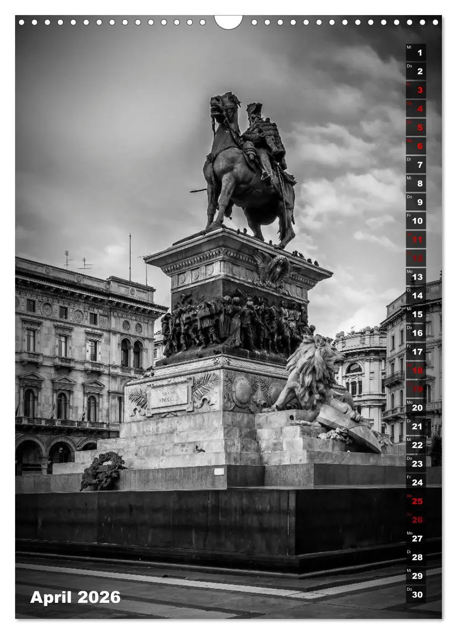 Bild: 9783516418057 | MAILAND SCHWARZWEIß (Wandkalender 2026 DIN A3 hoch), CALVENDO...