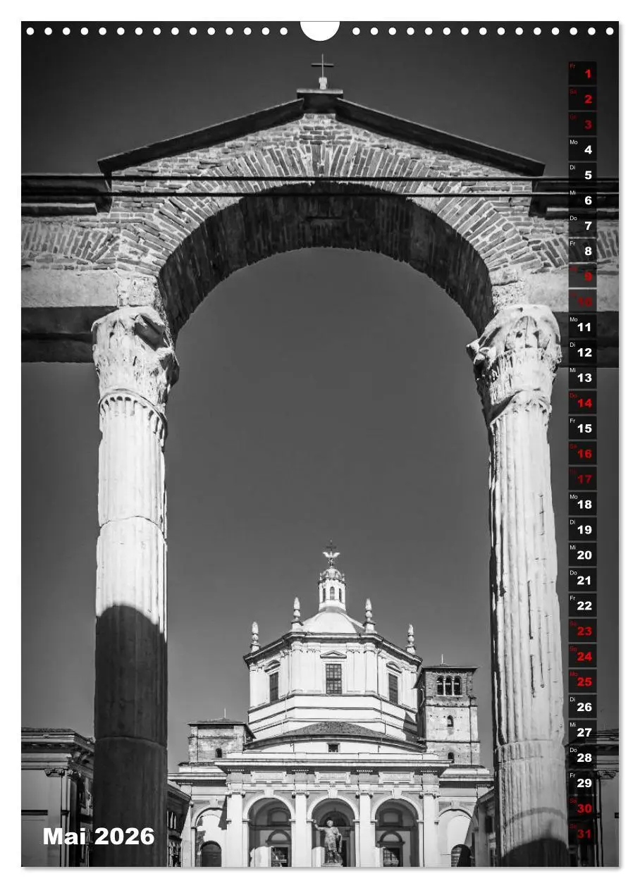 Bild: 9783516418057 | MAILAND SCHWARZWEIß (Wandkalender 2026 DIN A3 hoch), CALVENDO...