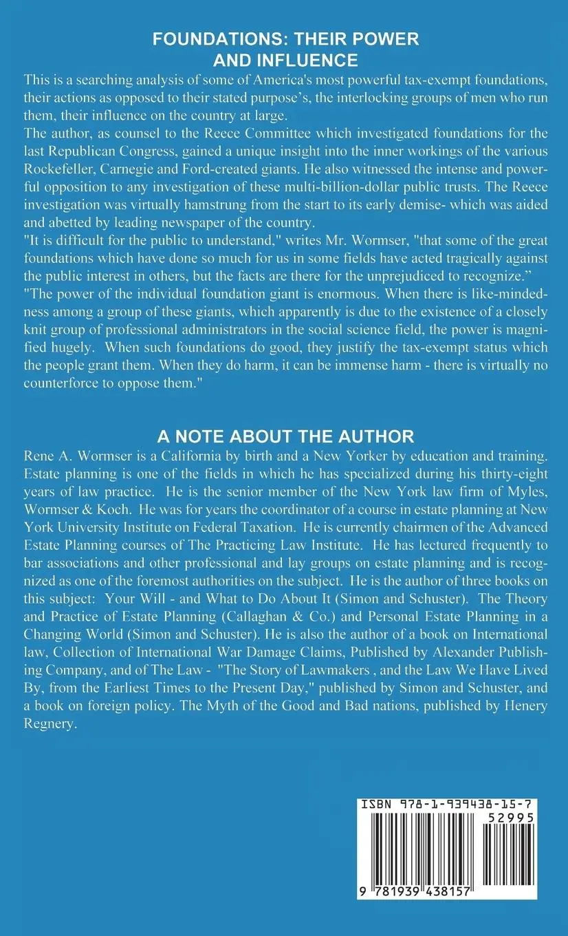 Rückseite: 9781939438157 | Foundations | Their Power and Influence | Rene a. Wormser | Buch