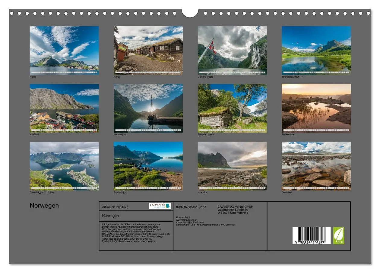 Bild: 9783516198157 | Norwegen (Wandkalender 2026 DIN A3 quer), CALVENDO Monatskalender
