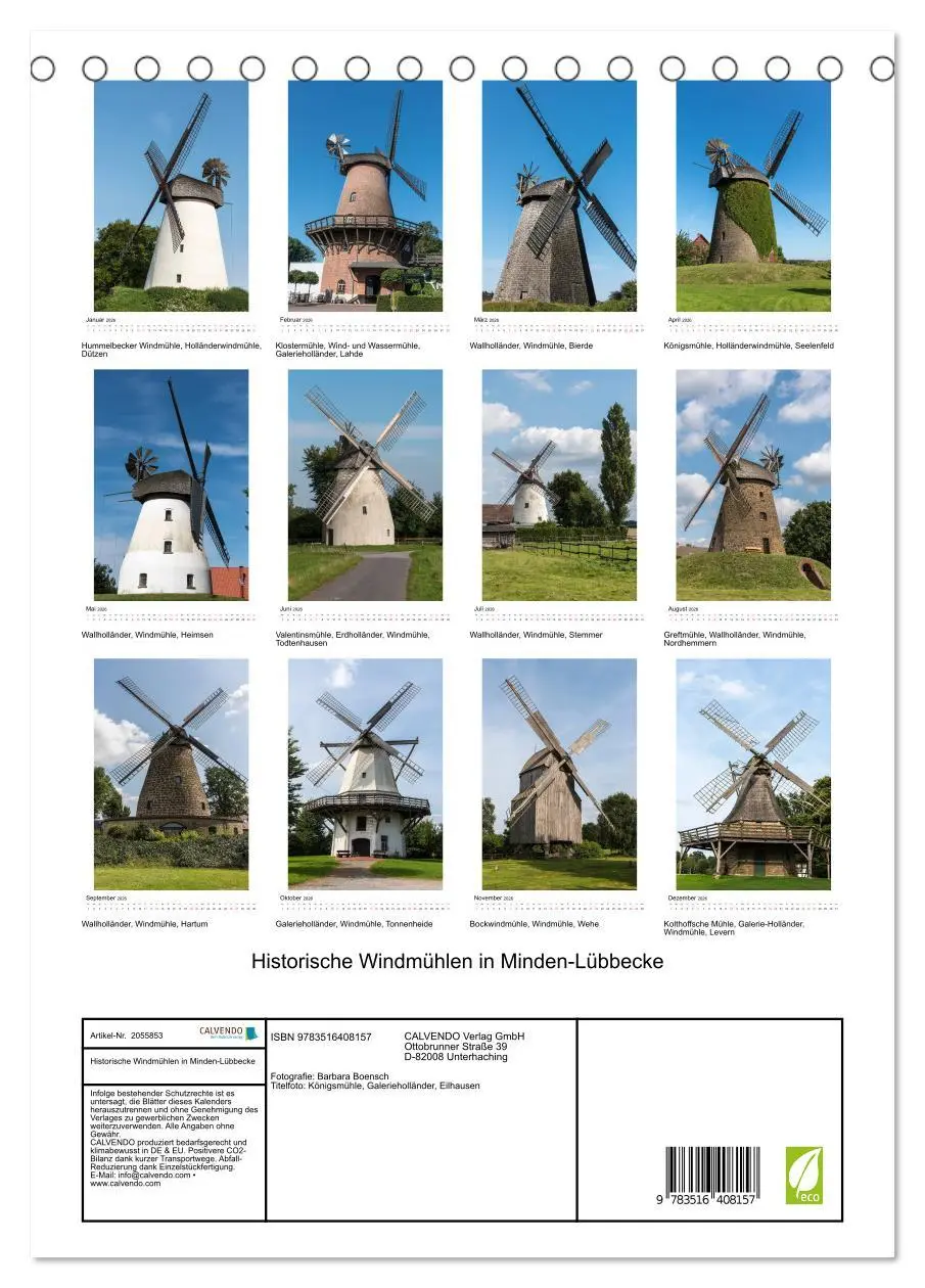 Bild: 9783516408157 | Historische Windmühlen in Minden-Lübbecke (Tischkalender 2026 DIN...