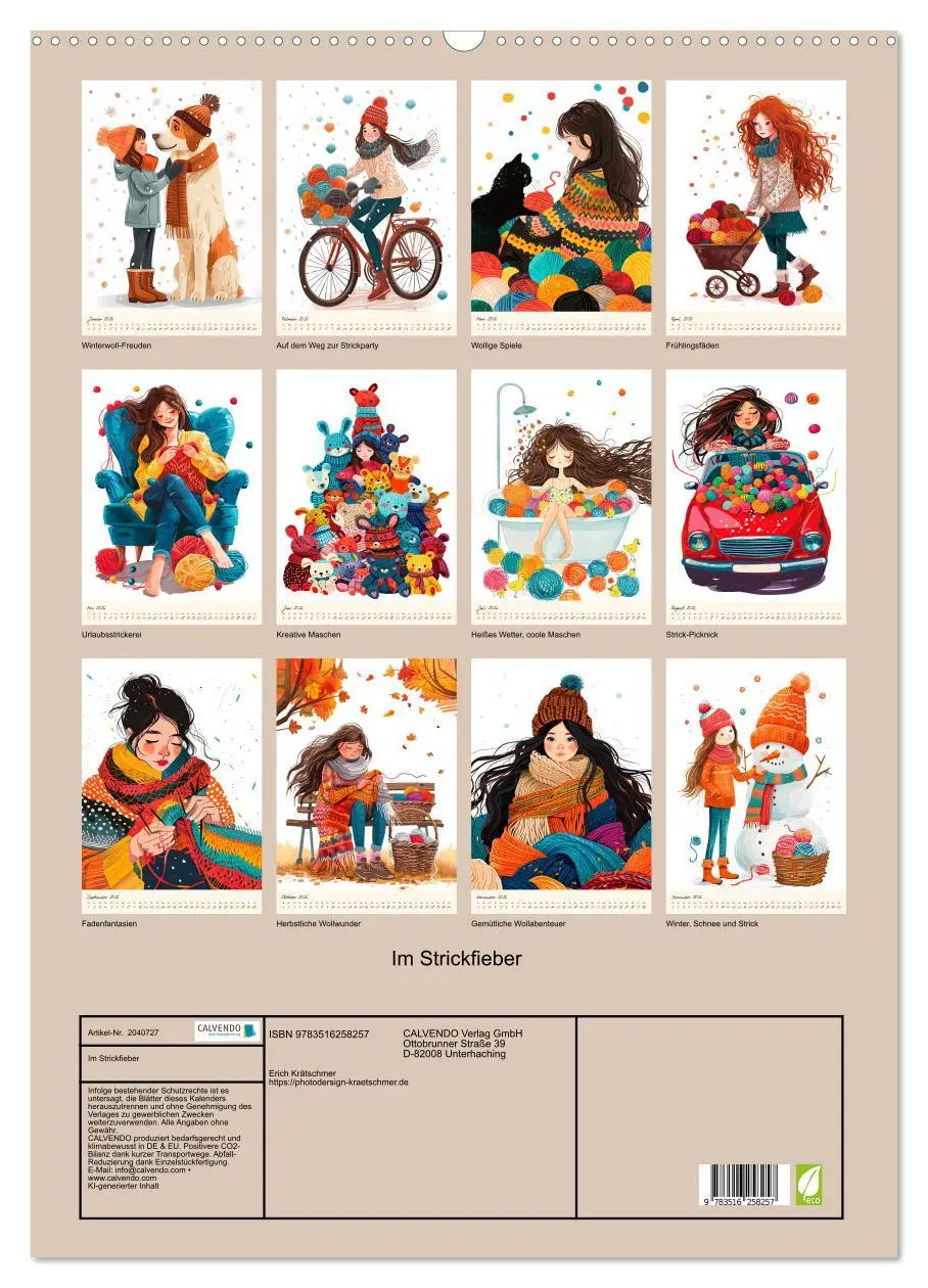Bild: 9783516258257 | Im Strickfieber (Wandkalender 2026 DIN A2 hoch), CALVENDO...
