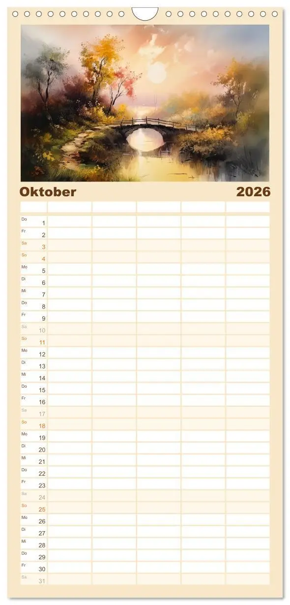 Bild: 9783516498257 | Familienplaner 2026 - Brückenromantik mit 5 Spalten (Wandkalender,...