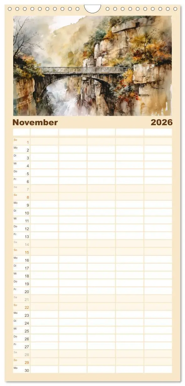 Bild: 9783516498257 | Familienplaner 2026 - Brückenromantik mit 5 Spalten (Wandkalender,...