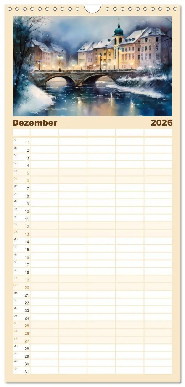 Bild: 9783516498257 | Familienplaner 2026 - Brückenromantik mit 5 Spalten (Wandkalender,...