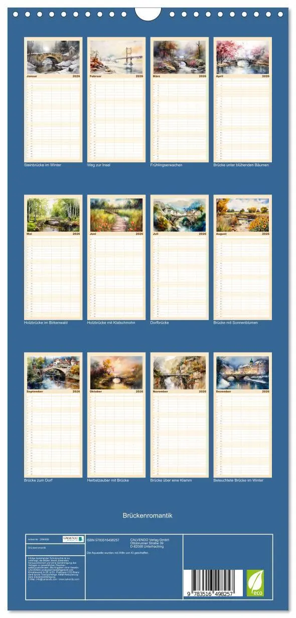 Bild: 9783516498257 | Familienplaner 2026 - Brückenromantik mit 5 Spalten (Wandkalender,...