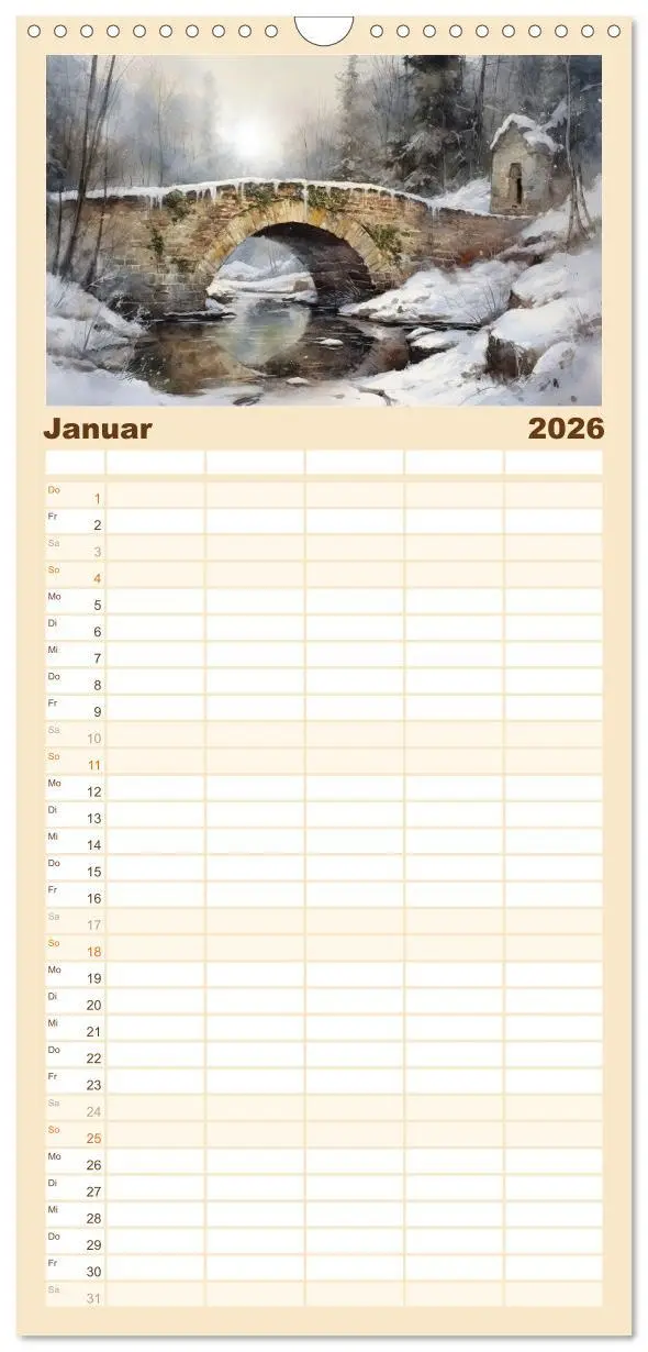 Bild: 9783516498257 | Familienplaner 2026 - Brückenromantik mit 5 Spalten (Wandkalender,...