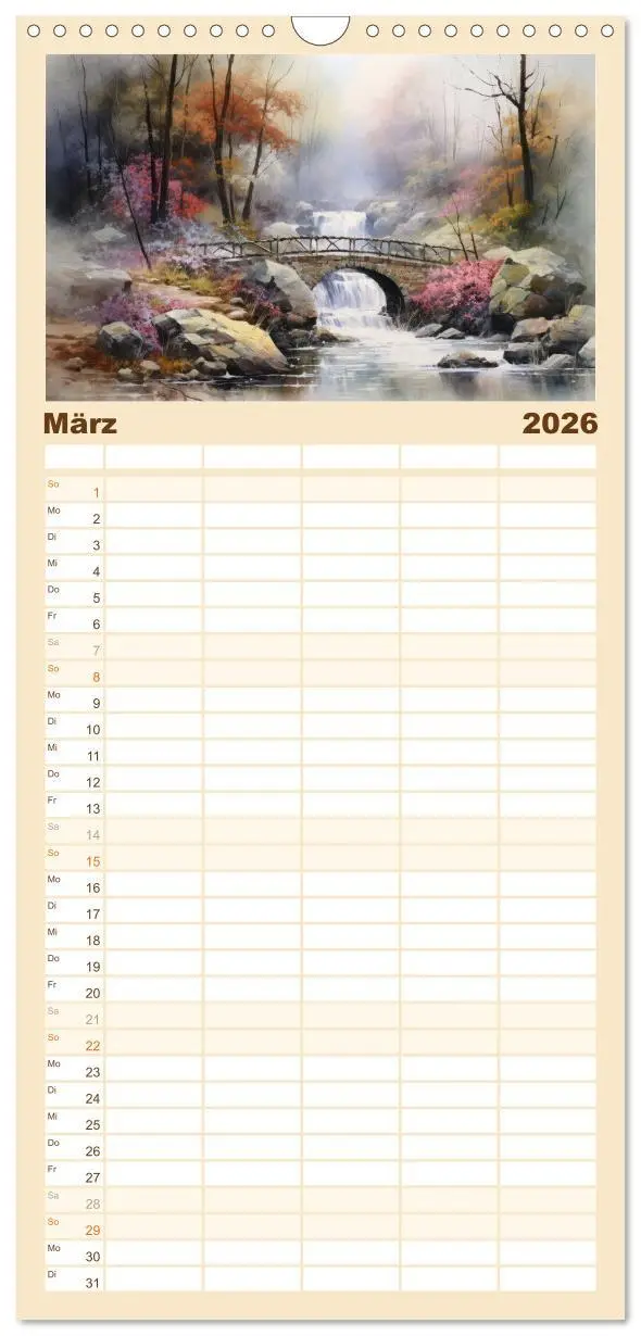 Bild: 9783516498257 | Familienplaner 2026 - Brückenromantik mit 5 Spalten (Wandkalender,...