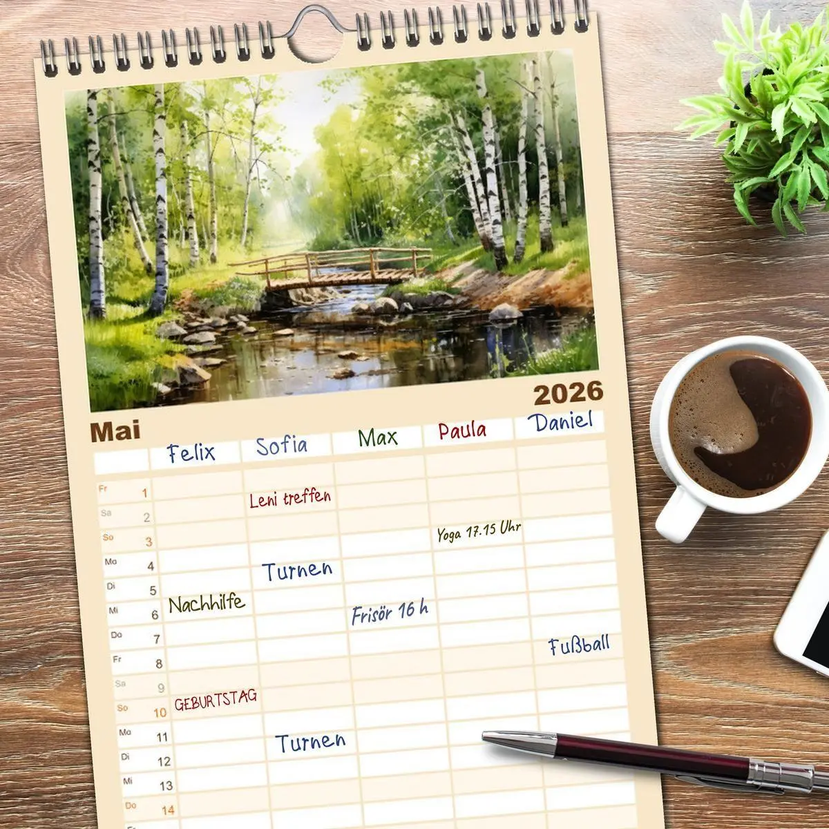 Bild: 9783516498257 | Familienplaner 2026 - Brückenromantik mit 5 Spalten (Wandkalender,...