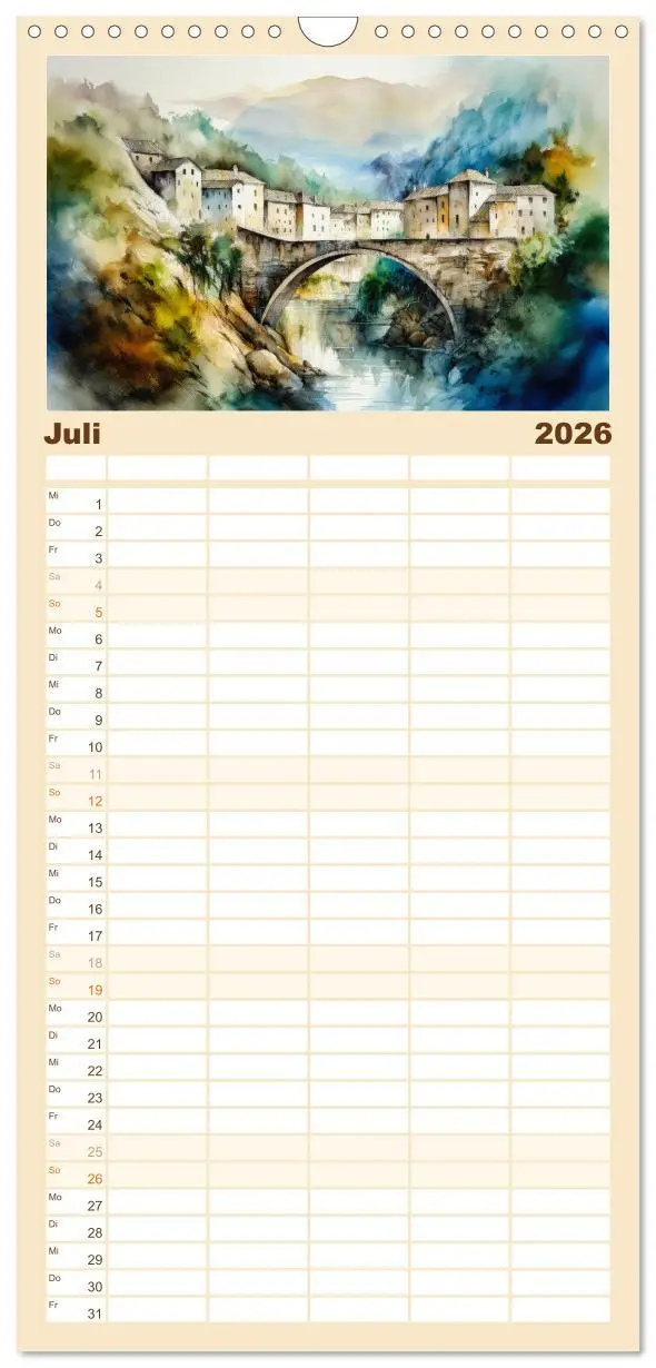 Bild: 9783516498257 | Familienplaner 2026 - Brückenromantik mit 5 Spalten (Wandkalender,...