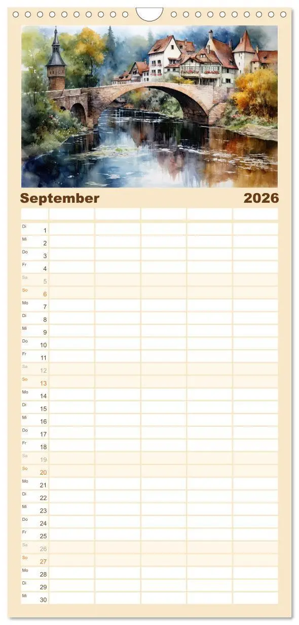 Bild: 9783516498257 | Familienplaner 2026 - Brückenromantik mit 5 Spalten (Wandkalender,...