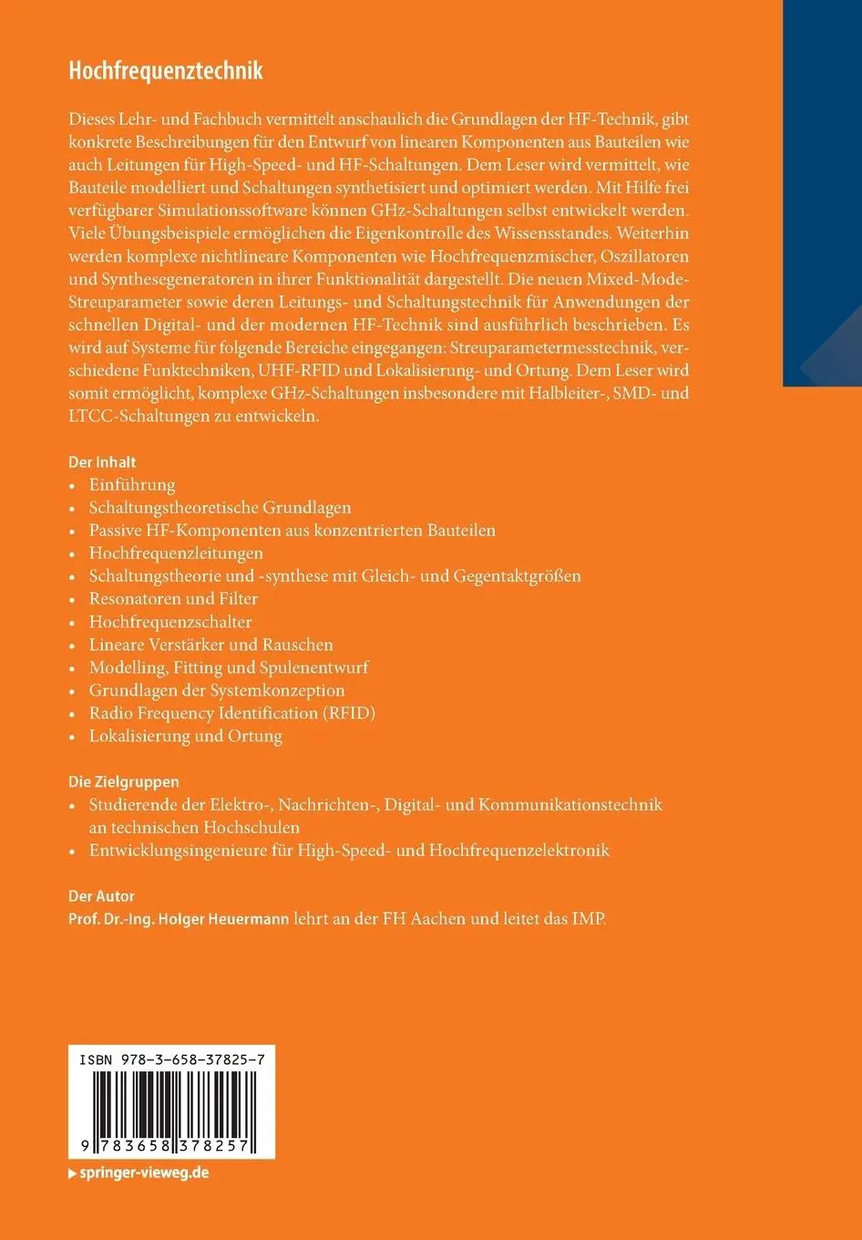 Rückseite: 9783658378257 | Hochfrequenztechnik | Holger Heuermann | Taschenbuch | Paperback | XV