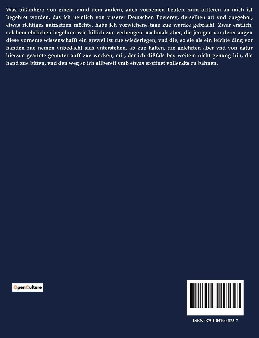 Rückseite: 9791041908257 | Buch von der Deutschen Poeterey | Martin Opitz | Taschenbuch | 46 S.