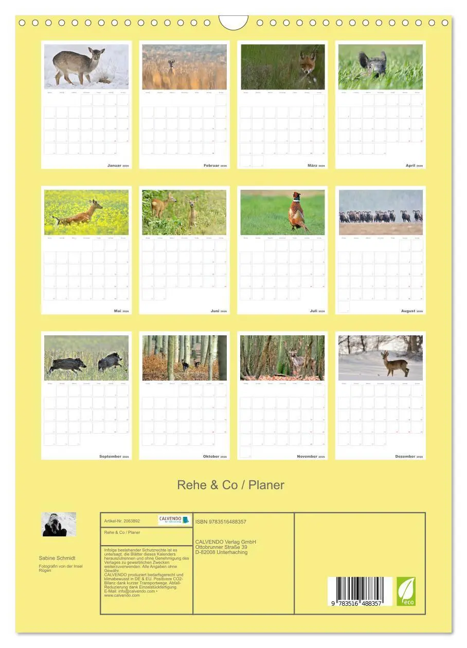 Bild: 9783516488357 | Rehe &amp; Co / Planer (Wandkalender 2026 DIN A3 hoch), CALVENDO...