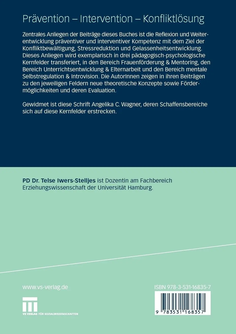 Rückseite: 9783531168357 | Prävention - Intervention - Konfliktlösung | Telse Iwers | Taschenbuch