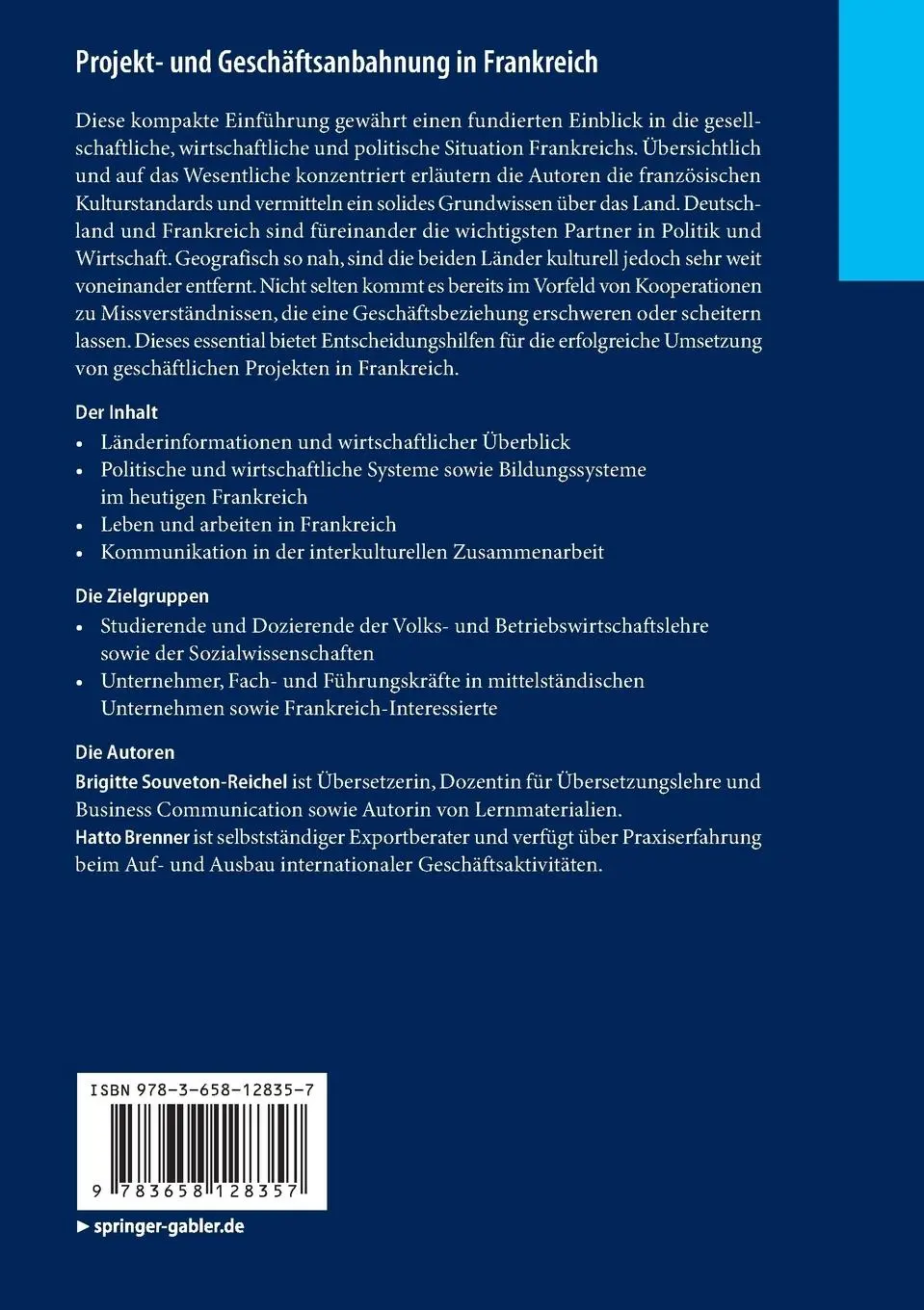 Rückseite: 9783658128357 | Projekt- und Geschäftsanbahnung in Frankreich | Hatto Brenner (u. a.)