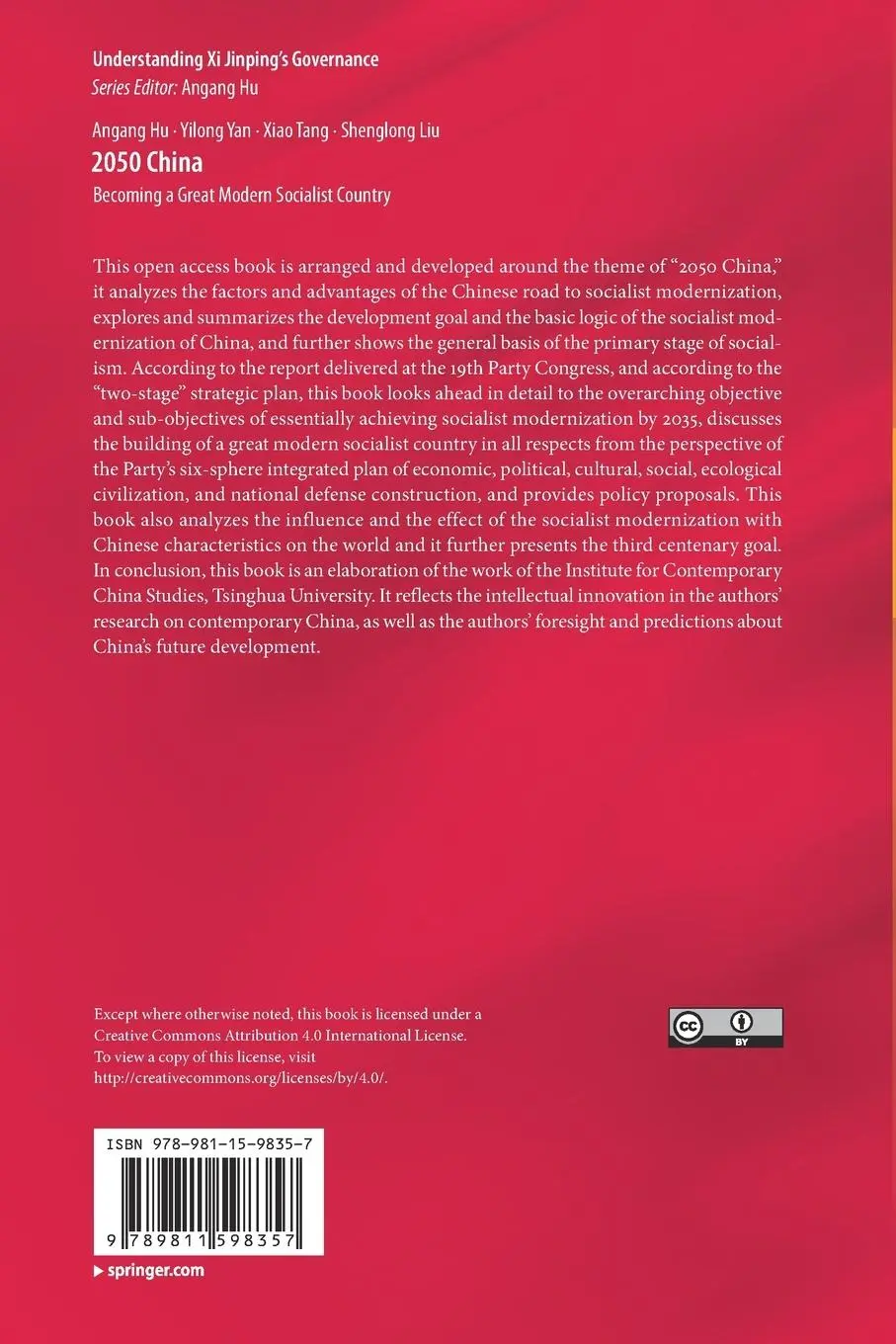 Rückseite: 9789811598357 | 2050 China | Becoming a Great Modern Socialist Country | Hu (u. a.)