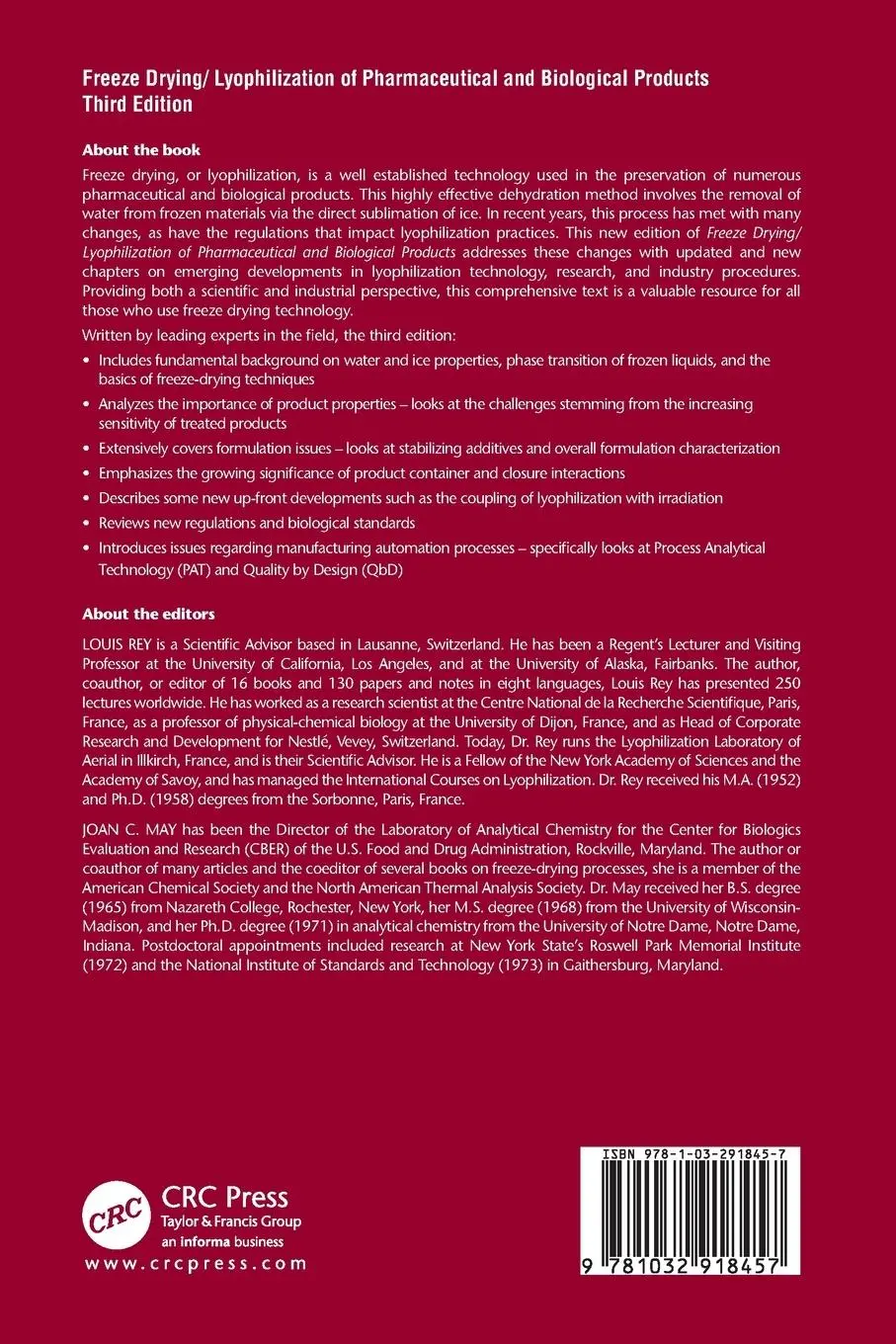 Rückseite: 9781032918457 | Freeze-Drying/Lyophilization of Pharmaceutical and Biological Products