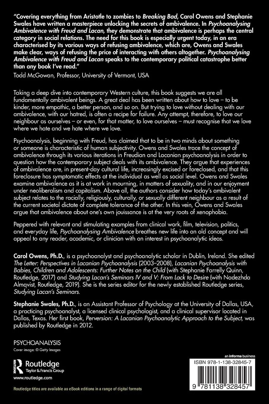 Rückseite: 9781138328457 | Psychoanalysing Ambivalence with Freud and Lacan | Swales (u. a.)
