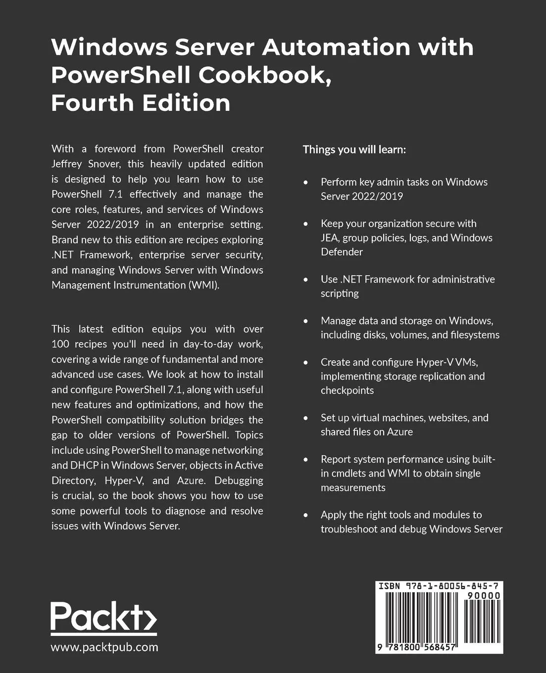 Rückseite: 9781800568457 | Windows Server Automation with PowerShell Cookbook - Fourth Edition