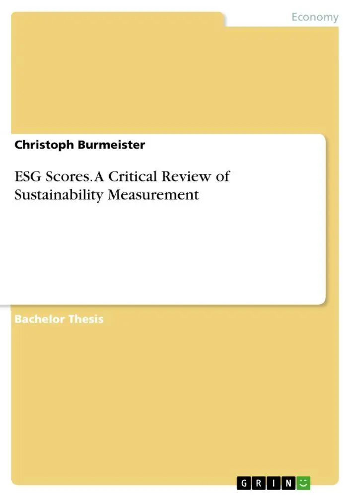 Cover: 9783389148457 | ESG Scores. A Critical Review of Sustainability Measurement | Buch