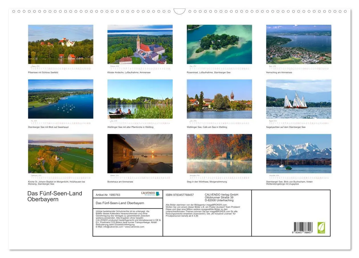 Bild: 9783457768457 | Das Fünf-Seen-Land Oberbayern (Wandkalender 2026 DIN A2 quer),...