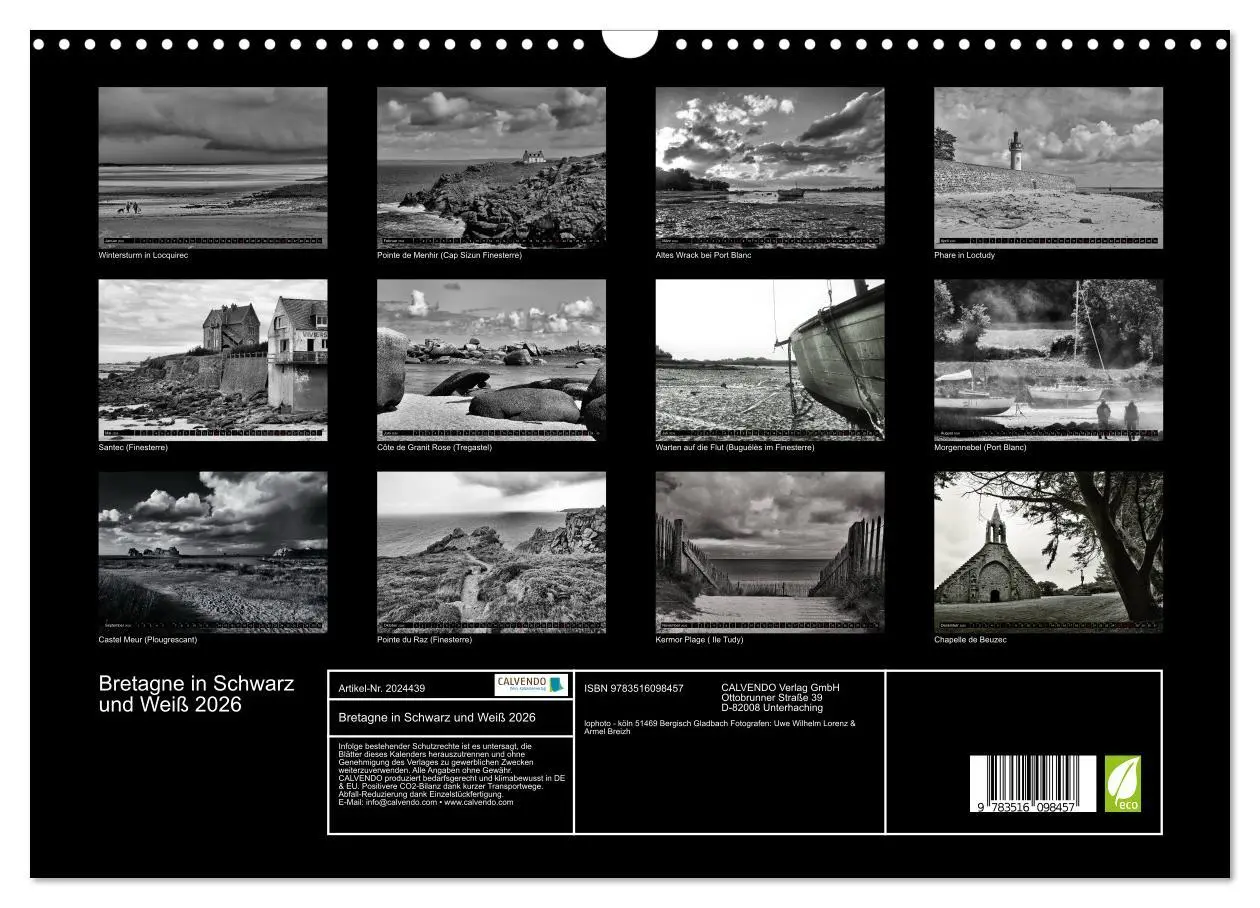 Bild: 9783516098457 | Bretagne in Schwarz und Weiß 2026 (Wandkalender 2026 DIN A3 quer),...