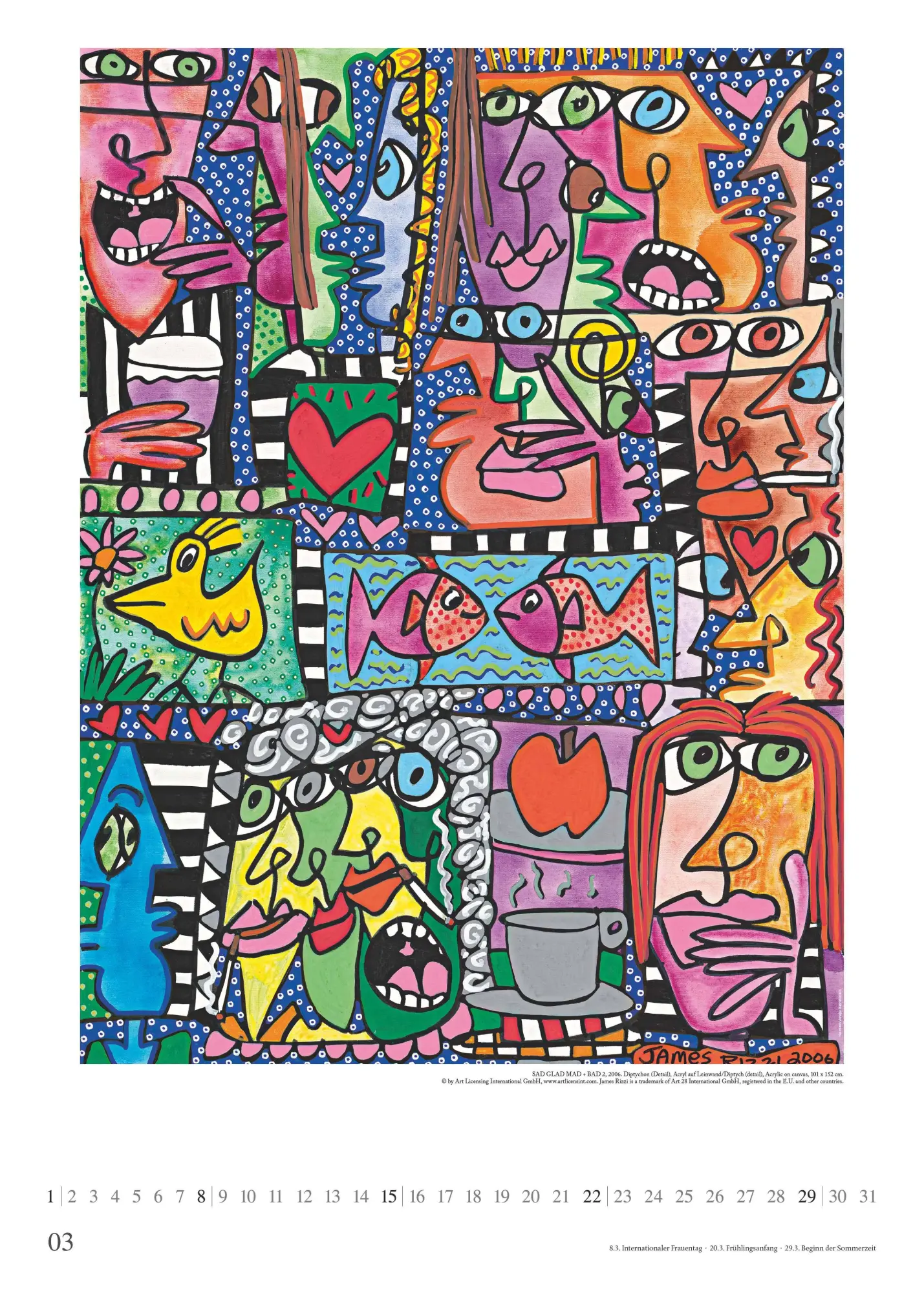 Bild: 4069095008557 | James Rizzi 2026 - Kunst-Kalender - Poster-Kalender - 50x70 | Kalender