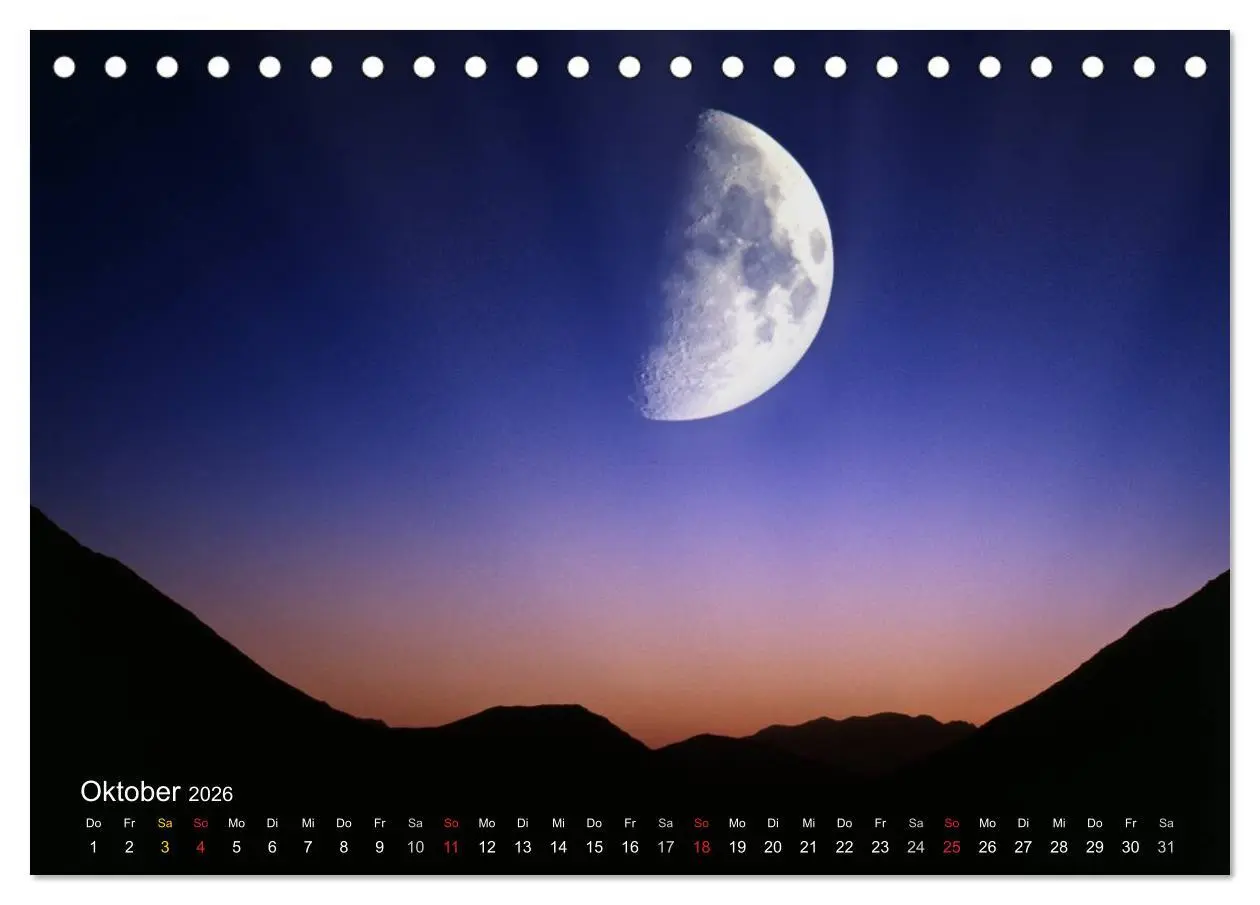 Bild: 9783516088557 | Mondnacht (Tischkalender 2026 DIN A5 quer), CALVENDO Monatskalender