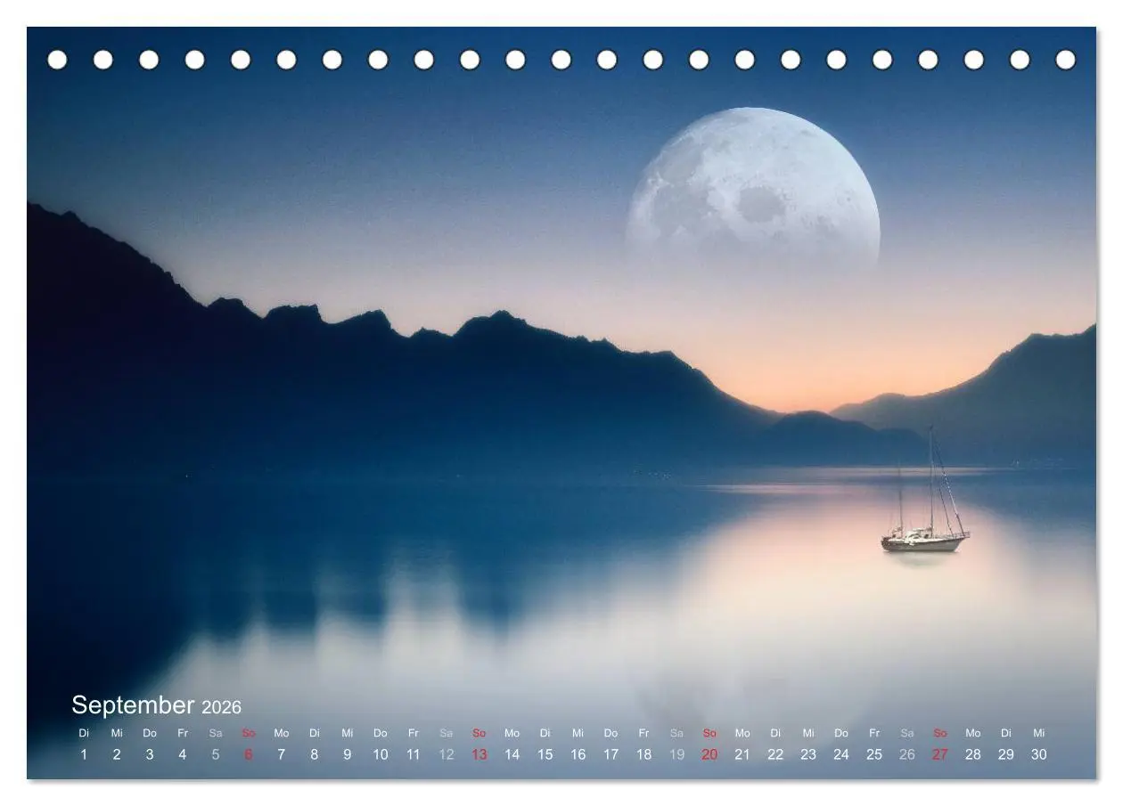 Bild: 9783516088557 | Mondnacht (Tischkalender 2026 DIN A5 quer), CALVENDO Monatskalender