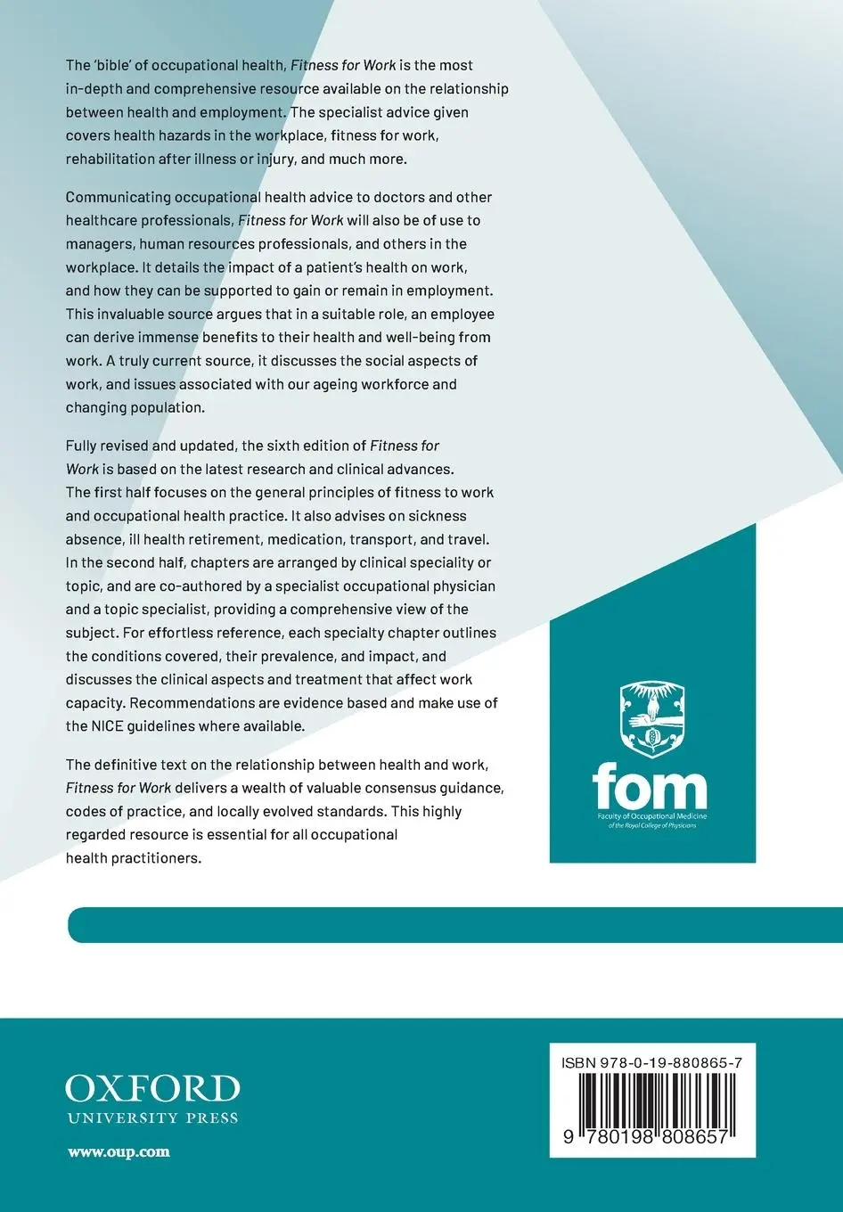 Rückseite: 9780198808657 | Fitness for Work | The Medical Aspects | John Hobson (u. a.) | Buch