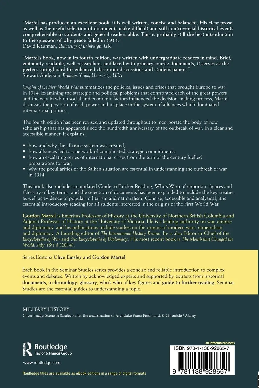 Rückseite: 9781138928657 | Origins of the First World War | Gordon Martel | Taschenbuch | 2016
